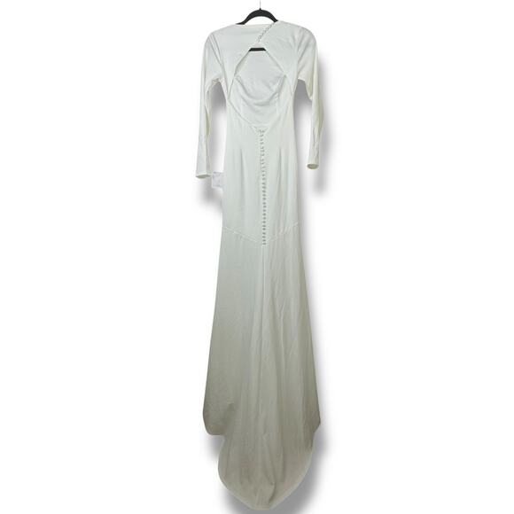 Lulus Bridal NWT Eloquent Endearment White Long Sleeve Backless Maxi Gown Dress - Picture 7 of 10